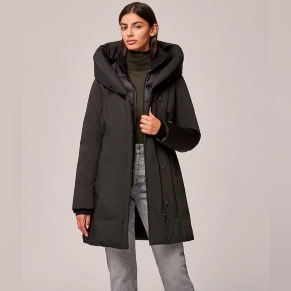 Soia and Kyo sz small down jacket with hood in a charcoal black/dark grey - Picture 6 of 11